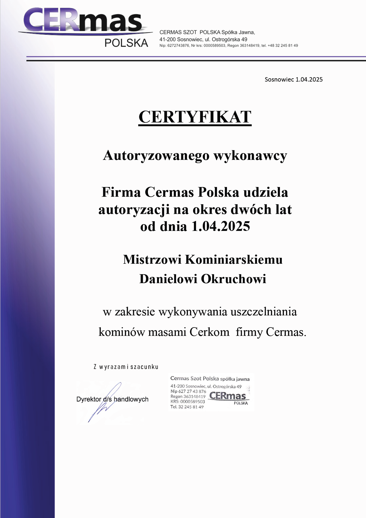 certyfikat